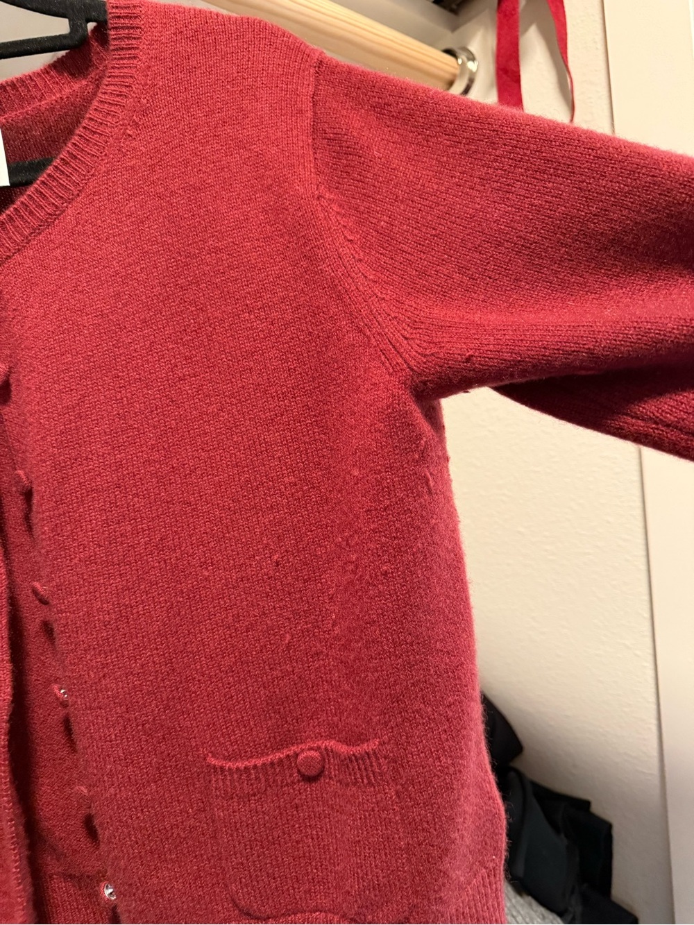 Reformation Clara Cashmere Crew Cardigan- Chianti Patch Pocket - Picture 6 of 9